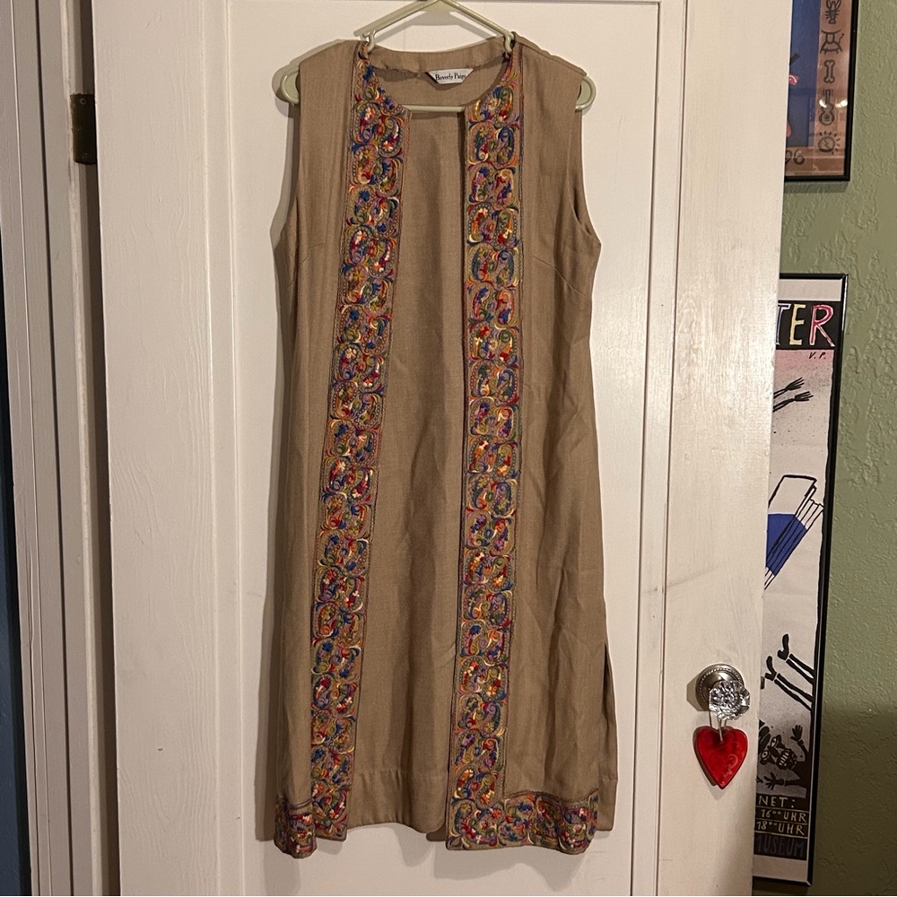 Beverly Paige Vintage Hippie Long Tunic Embroidered Vest